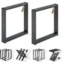 Lamo Manufaktur - Lot de 2 pieds de table basse, modèle Simple Light, Profil 60x20 mm, 40x43 cm (l x h), Gris, LTS-01-E-BB-7016