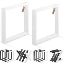 Lamo Manufaktur - Lot de 2 pieds de table basse, modèle Simple Light, Profil 60x20 mm, 40x43 cm (l x h), Blanc, LTS-01-E-BB-9016
