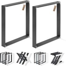 Lamo Manufaktur - Lot de 2 pieds de table è manger ou de bureau, modèle Simple Light, Profil 60x20 mm, 60x72 cm (l x h), Acier Brut, LTS-01-E-CC-0000