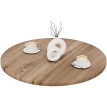 Lamo Manufaktur - Plateau de table rond 80 cm en bois naturel Dessus rond de table à manger, de cuisine, de bistrot Épaisseur: 28 mm Couleur: Marron