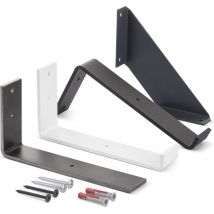 Support mural en métal, équerre pour étagère murale, Vintage, Blanc 15x15x3 cm, 1 pièce, LLR-V-150-9016 - Lamo Manufaktur