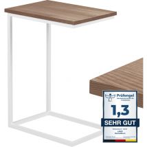 Table d'appoint table pour ordinateur portable table de canapé table basse mobile table de chevet 50x35x67cm cadre Blanc plateau 100% bois massif