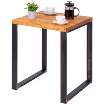 LAMO Manufaktur Table en bois massif avec un bord régulier, table è manger, table de cuisine 60x60x76 cm (L x l x H), Modern, Frène Foncé, Acier