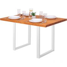 Table è manger, table pour salle è manger 120x80x76 cm, Bois massif, Loft, Frène Foncé / Blanc, LEG-01-A-004-9016L - Lamo Manufaktur