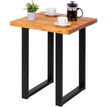 Table en bois massif avec un bord régulier, table è manger, table de cuisine 60x60x76 cm (l x l x h), Loft, Frène Foncé, Noir, LBG-01-A-004-9005L