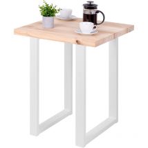 Table en bois massif avec un bord régulier, table è manger, table de cuisine 60x60x76 cm (l x l x h), Loft, Frène Sévère, Blanc, LBG-01-A-001-9016L