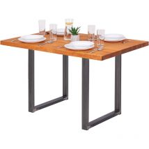 Table è manger, table pour salle è manger 120x80x76 cm, Bois massif, Loft, Frène Foncé / Acier Brut, LEG-01-A-004-0000L - Lamo Manufaktur