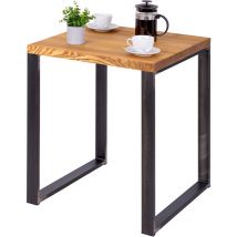 Table en bois massif avec un bord régulier, table è manger, table de cuisine 60x60x76 cm (l x l x h), Modern, Frène Rustique, Acier Brut,