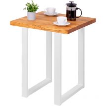 Table en bois massif avec un bord régulier, table è manger, table de cuisine 60x60x76 cm (l x l x h), Loft, Frène Foncé, Blanc, LBG-01-A-004-9016L