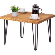 Table basse en bois, tabouret ou banc pour le salon 60x60x47 cm (long. x larg. x haut.), Type : Creative, Plateau : Frène Rustique, Pieds : Noir,