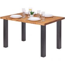 Table è manger, table pour salle è manger 120x80x76 cm, Bois massif, Classic, Frène Rustique / Acier Brut, LEG-01-A-003-0000Cl - Lamo Manufaktur