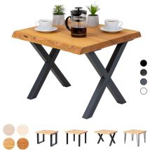 Table basse en bois, tabouret ou banc pour le salon 60x60x47 cm (long. x larg. x haut.), Loft, Frène Sévère / Blanc, LKB-01-A-001-9016L - Lamo