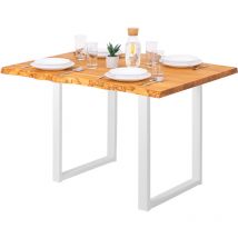 Table è manger, table pour salle è manger 120x80x76 cm (long. x larg. x haut.), Bois massif, Loft, Frène Foncé / Blanc, LEB-01-A-004-9016L - Lamo