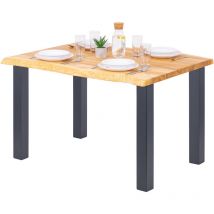 Table pour salle è manger, cuisine ou table de bureau 120x80x76 cm (long. x larg. x haut.), Bois massif, Classic, Frène Naturel / Gris,