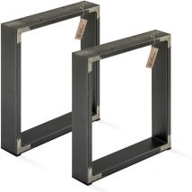 LAMO Manufaktur Tischbeine für Sitzbank, Couchtisch, Beistelltisch, Simple Light, Vierkantprofil 60x20 mm, Tischgestell 40x43 cm (BxH), Rohstahl mit
