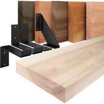Lamo Manufaktur - Wandregal Holz, Bücherregal, Hängeregal Basic, Roh / Schwarz 60cm, Lwg-01-a-001-60ls
