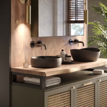 Lamo Manufaktur - Waschtischplatte, Holzplatte Waschtisch Baumkante, 150x45 cm (AxB), Natur, ohne Montageset, LWP-01-A-002-BN