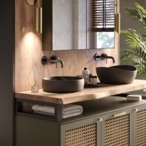 Waschtischplatte, Holzplatte Waschtisch Baumkante, 150x60 cm (AxB), Natur, ohne Montageset, LWP-01-A-002-EN - Lamo Manufaktur
