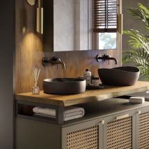 LAMO Manufaktur Waschtischplatte, Holzplatte Waschtisch Baumkante, 160x55 cm (AxB), Rustikal, ohne Montageset, LWP-01-A-003-DO