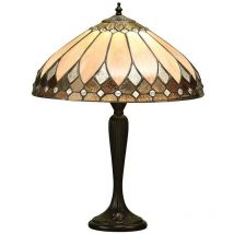 Interiors Brooklyn - 1 Light Medium Table Lamp Dark Bronze, Tiffany Glass, E27