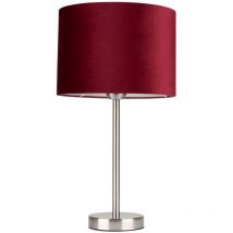 Epikasa - Lamp à Poser Esla, Métal, Tissu, Argent, Rouge, 25x25x49 cm