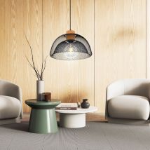Lampada a pendolo sala da pranzo soffitto treccia lampada a sospensione nero reticolo sughero