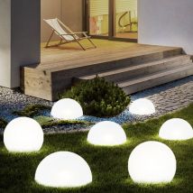 Lampada a sfera solare plug-in Lampada a sfera con picchetto Lampada da esterno per percorso luminoso, bianco, led bianco caldo, 2x sfera 5x emisfero