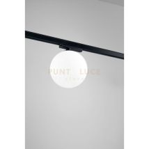 Plafoniera Per Binario Trifase In Vetro Opale Struttura In Metallo E Plastica Colore Nero Opaco Led 15w 1050lm 3000k D.15cm