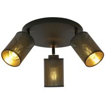Lampada a Soffitto Bronx, Acciaio verniciato a polvere, Tessuto, Nero, 50x24x30 cm
