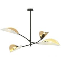 Lampada a Sospensione Fiore di Loto, Acciaio verniciato a polvere, Tessuto, Nero, Bianco, Oro, 102x51x102 cm