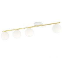 Lampada a Soffitto Monza, Acciaio verniciato a polvere, Vetro, Bianco, Oro, 100x20x14 cm