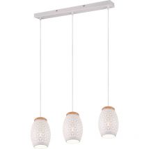 Lampada Sospesa Bidar Trio Lighting 3xE27 Legno Metallo Bianco