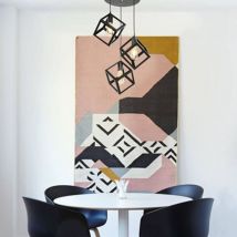 Toscohome - Lampada a sospensione 90 cm con 3 cubi nero in metallo - Agatha