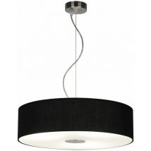 Ledino - Lampada a sospensione a soffitto con paralume in tessuto soggiorno illuminazione sala da pranzo lampada a sospensione in vetro nero
