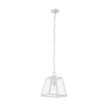 Lampada a Sospensione Amata, Metallo, Vetro, Bianco, 27,5x27,5x110 cm