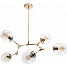 Lampada a sospensione APP506-5C vetro sfera 5-BRACCIO oro 5-PUNTI luce E27 105X105X50CM