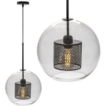 Lampada a sospensione APP558-1CP loft vetro nero tondo 1-PUNTI luce E27 25X25X60-120CM regolabile