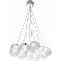 Lampada a sospensione APP561-13CP vetro sfera cromo sfere 13-PUNTI luce G4 48X54X10-100CM