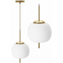 Lampada a sospensione APP669-1CP vetro sfera bianco oro 1-PUNTI luce E27