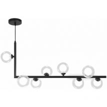 Lampada a sospensione APP754-8CP metallo industriale vetro nero 8-PUNTI luce G9 9,5X120X36-100CM regolabile