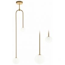 Lampada a sospensione APP964-2CP vetro sfera oro 2-PUNTI luce G9 135CM
