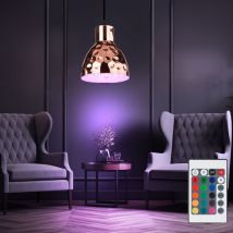 Lampada a sospensione con telecomando, dimmerabile, luce per sala da pranzo, effetto martello, lampada a sospensione oro rosa, retro in metallo, led