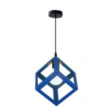 Lampada a Sospensione Creativo Lampada da Soffitto Cubo Lampadario con Gabbia Metallica E27 para Soggiorno Cucina Camera da Letto - Blu