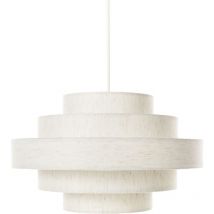 Lampada a sospensione di design moderno Plafoniera con paralume in tessuto di lino Bianco Erebato