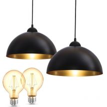 B.k.licht - Lampada a sospensione di design nero-oro Lampada a sospensione da cucina incl. lampadina E27