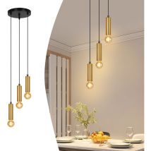 Gbly - Lampada a sospensione dorata a 3 lampadine - Lampada a sospensione E27 Lampada da sala da pranzo Lampada a sospensione industriale Tavolo da