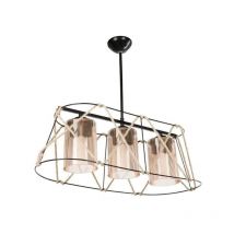 Lampada a sospensione 3 luci metallo nero e corda Gezegen ASZ0986