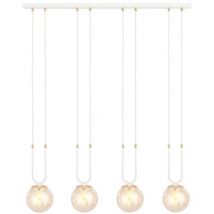 Lampada a Sospensione Glam, Acciaio verniciato a polvere, Vetro, Bianco, Ambra, 92x115x15 cm