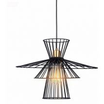 Lampada a sospensione griglia nera lampada da sala da pranzo lampada da soffitto retrò gabbia sospesa, filo metallico, 1x attacco E27, DxH 45x150 cm