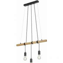Sospensione legno 3 luci CM.70 nera